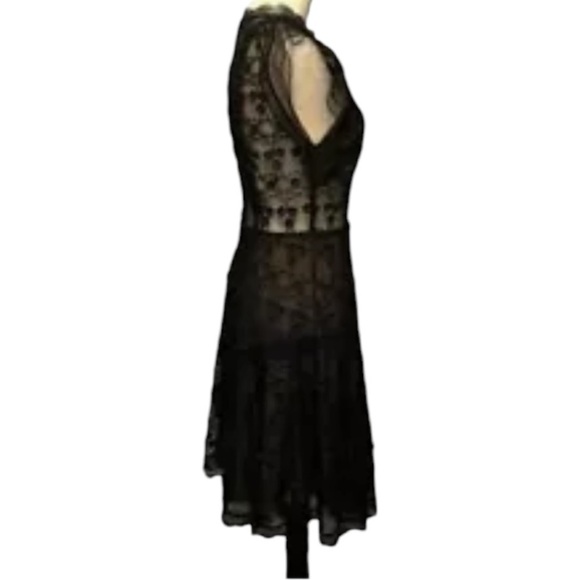 Alexis Sleeveless Lace Nude Mini Dress Black Large L - Picture 6 of 12